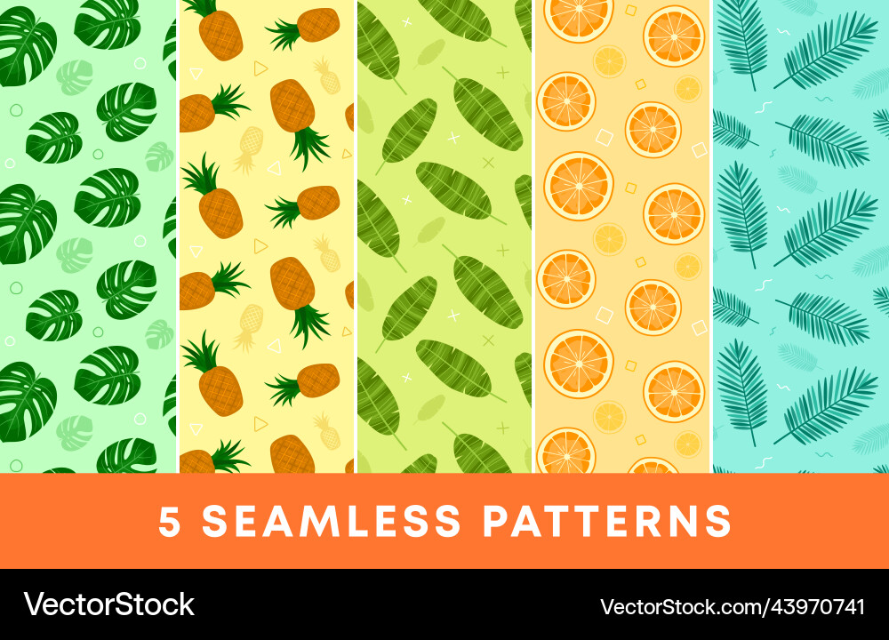 Tropical seamless patterns flat vector image