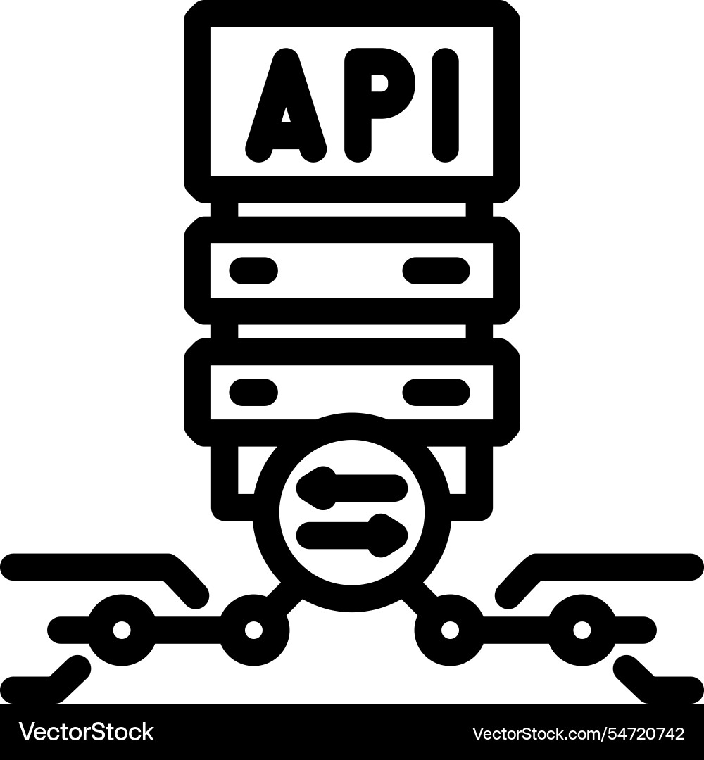 Api connection line icon Api connection line icon vector image