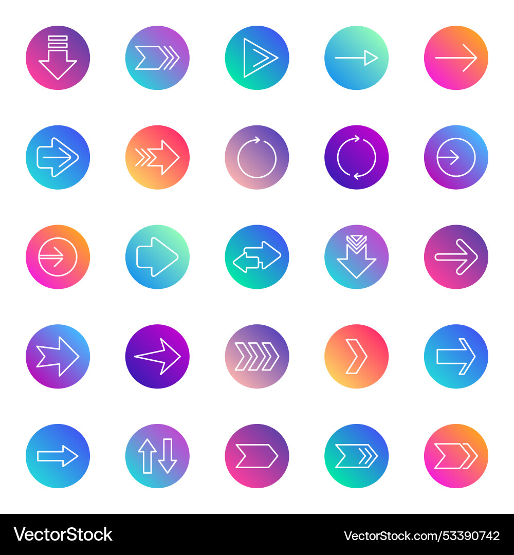 Arrows icons on color gradient rounds Arrows icons on color gradient rounds vector image