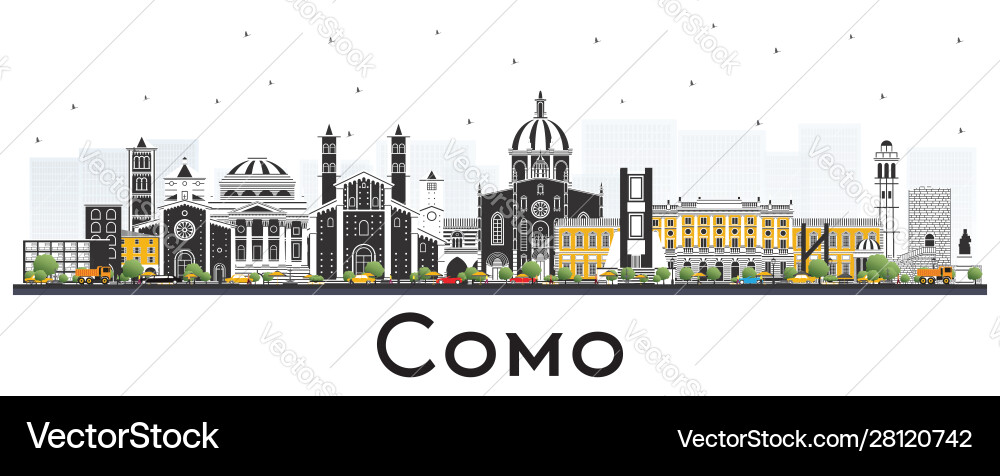 Como italy city skyline with color buildings Como italy city skyline with color buildings vector image