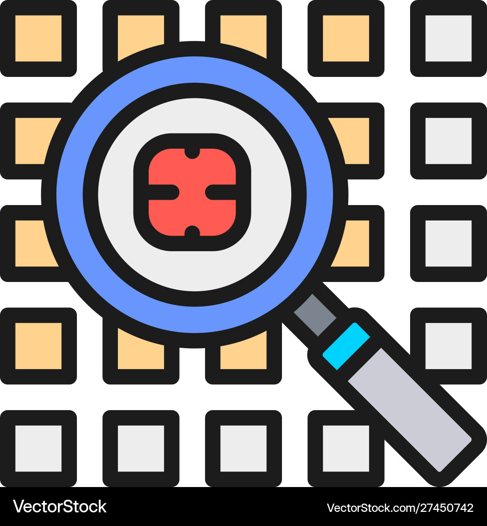 Computer virus search security system flat color Computer virus search security system flat color vector image