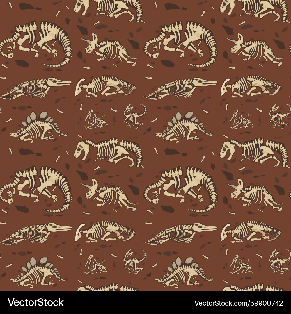 Dinosaur Fossil Seamless Pattern vector image