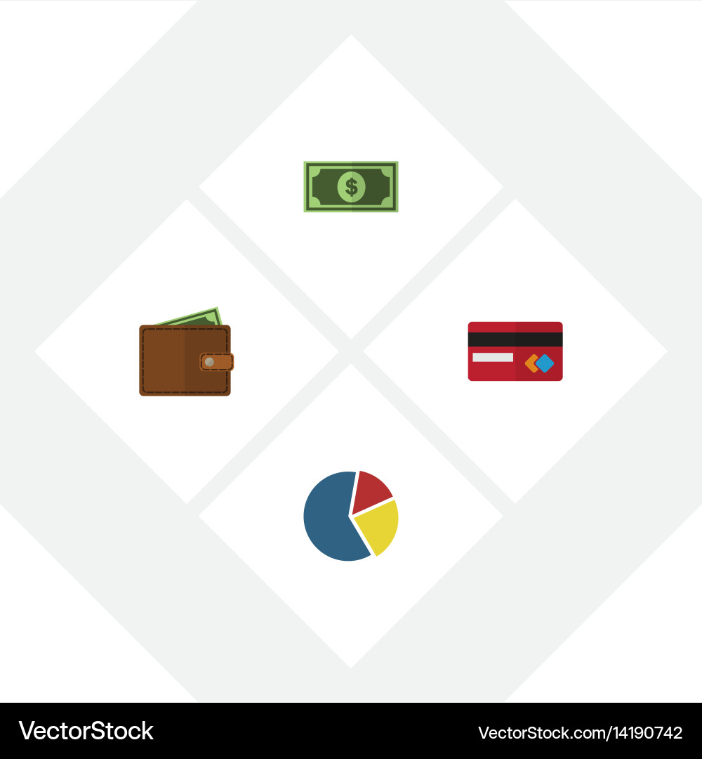 Flat exchequer set of payment billfold graph vector image