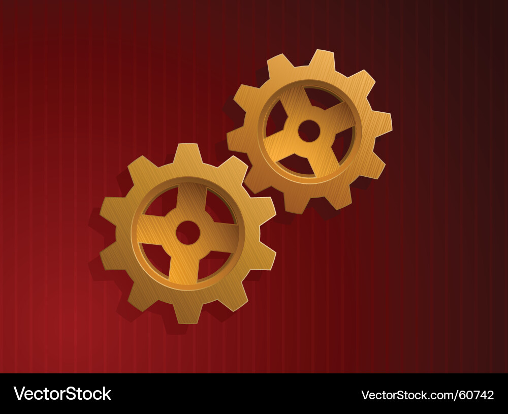 Golden Gears on Red Background Vector Image