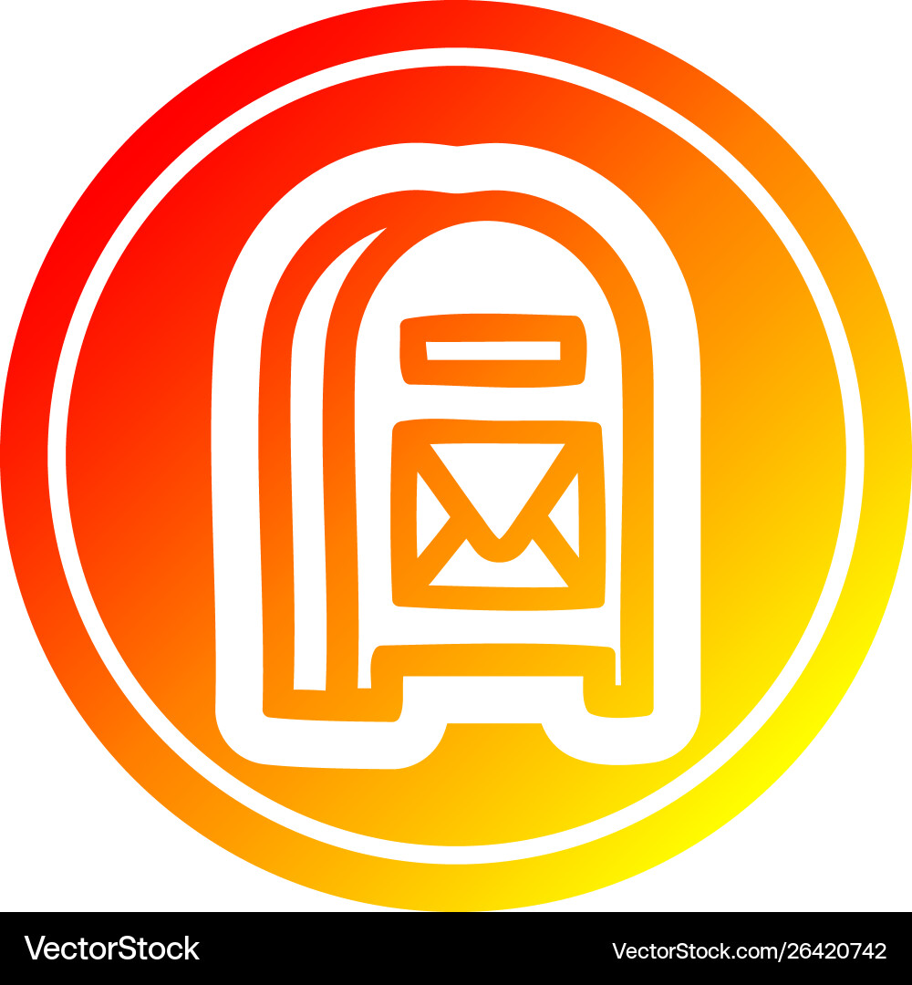 Mail box circular in hot gradient spectrum vector image