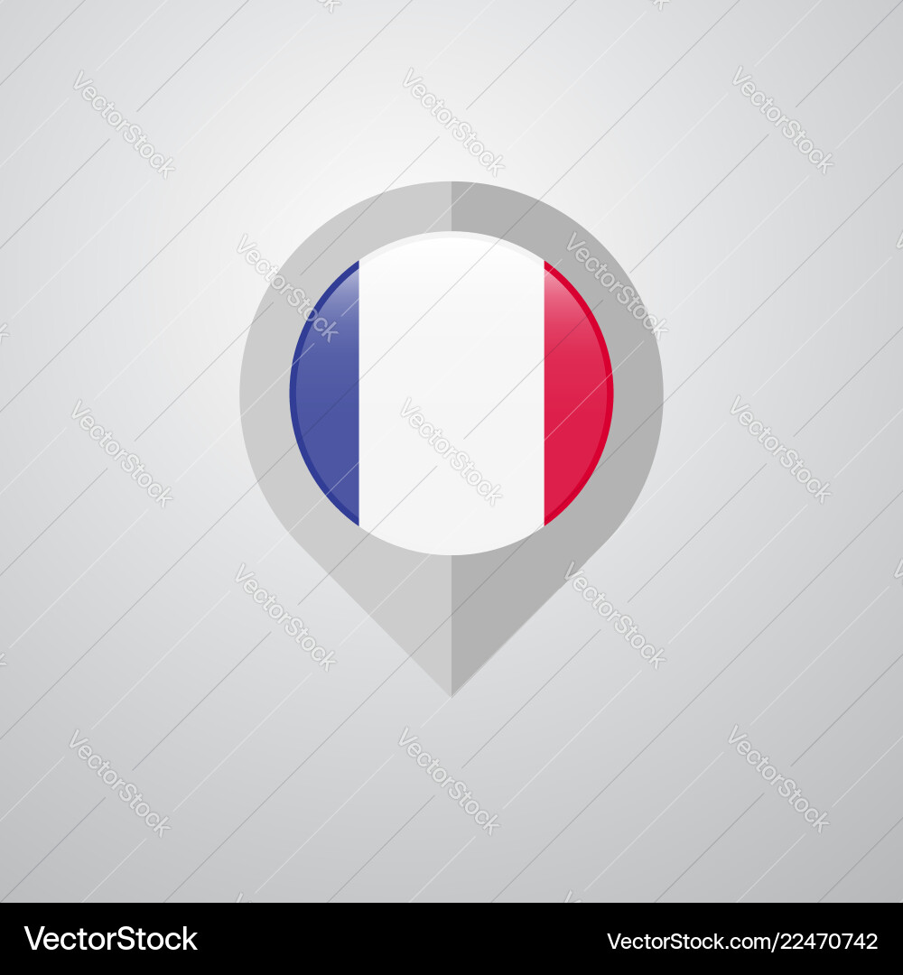 Map navigation pointer with france flag design vector image