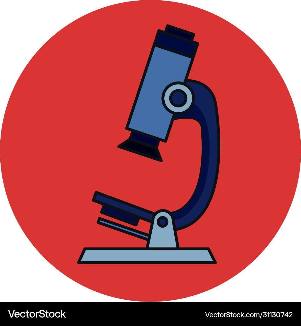 Microscope laboratory in frame circular Microscope laboratory in frame circular vector image