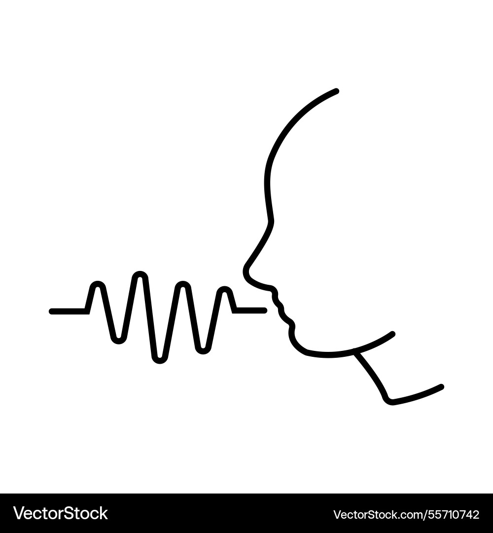 Minimalistic profile outline with sound waves vector image