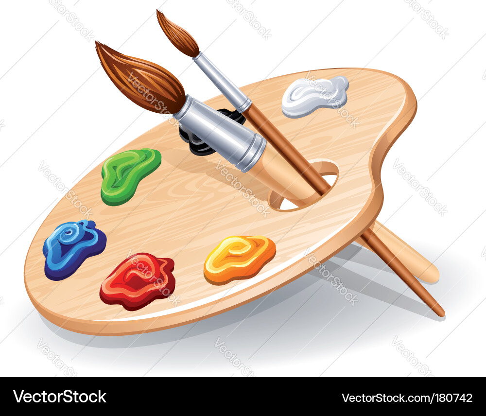 Paint Palette with Paint Blobs vector image