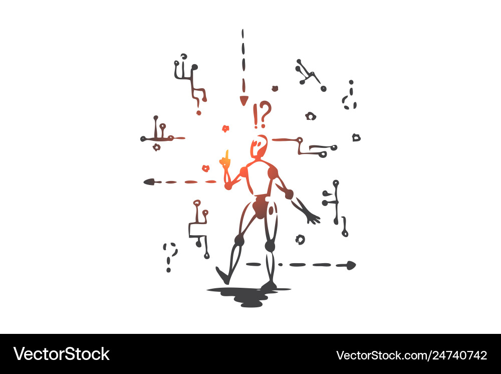 Robot machine scheme microchip android vector image