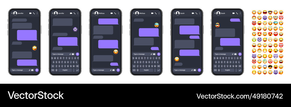Smartphone messaging app user interface Smartphone messaging app user interface vector image