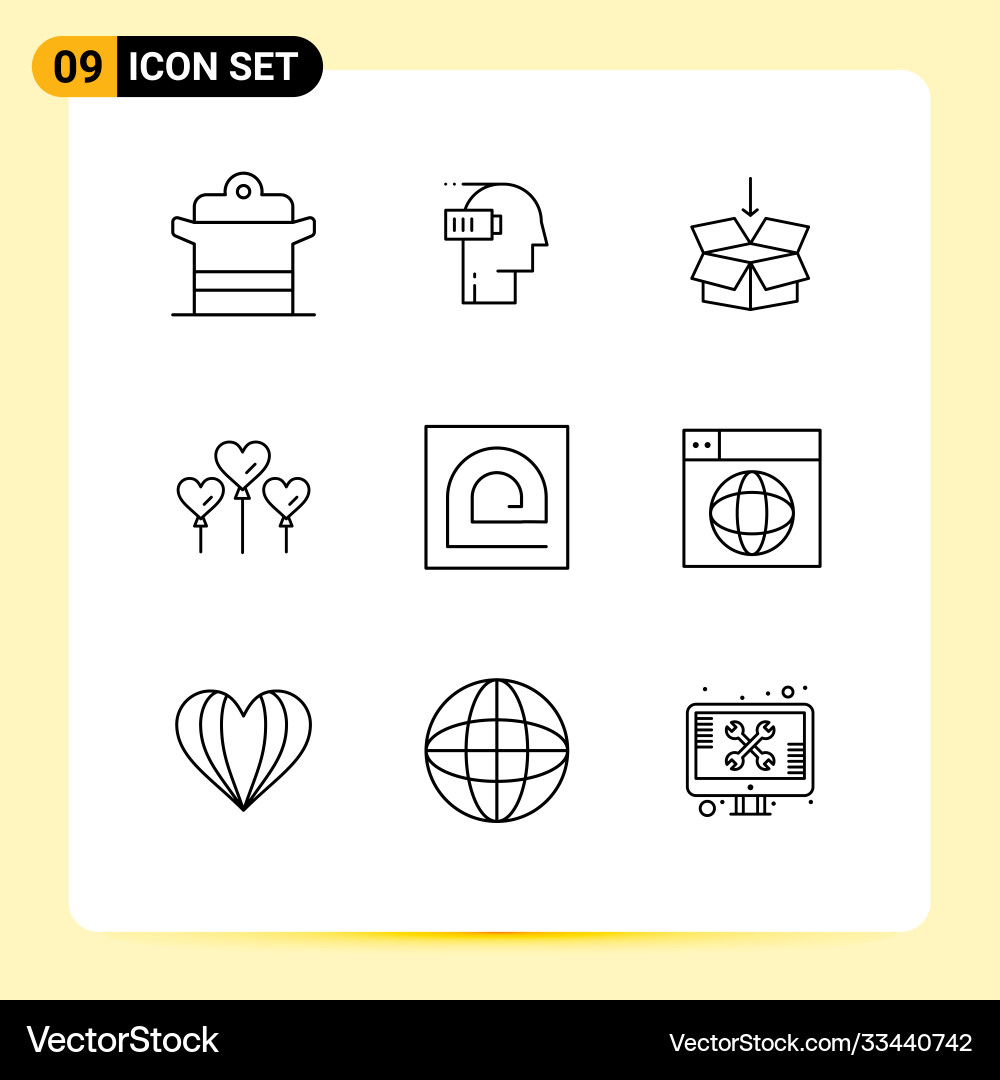 User interface pack 9 basic outlines block Vector Image