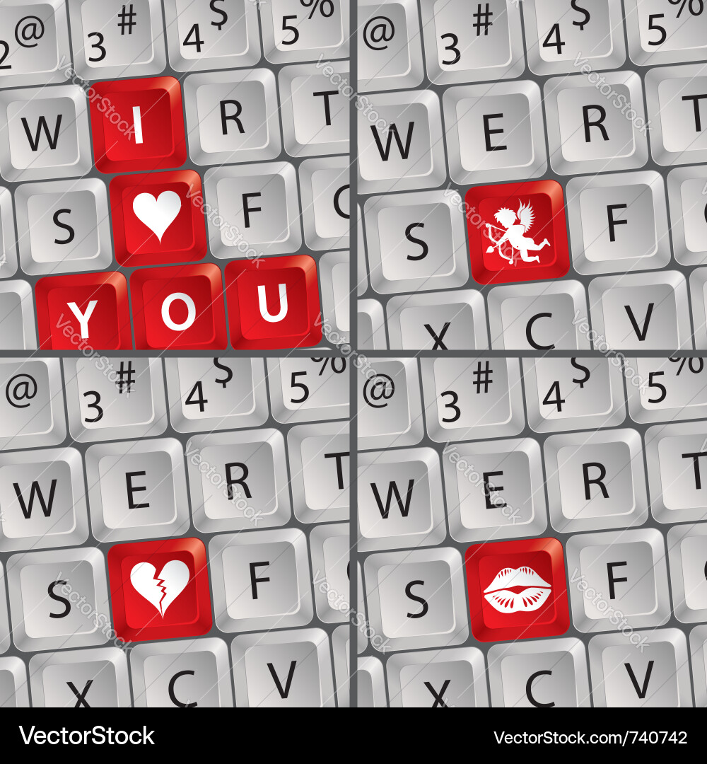 Valentine's Keyboard with Heart Icon Vector Image