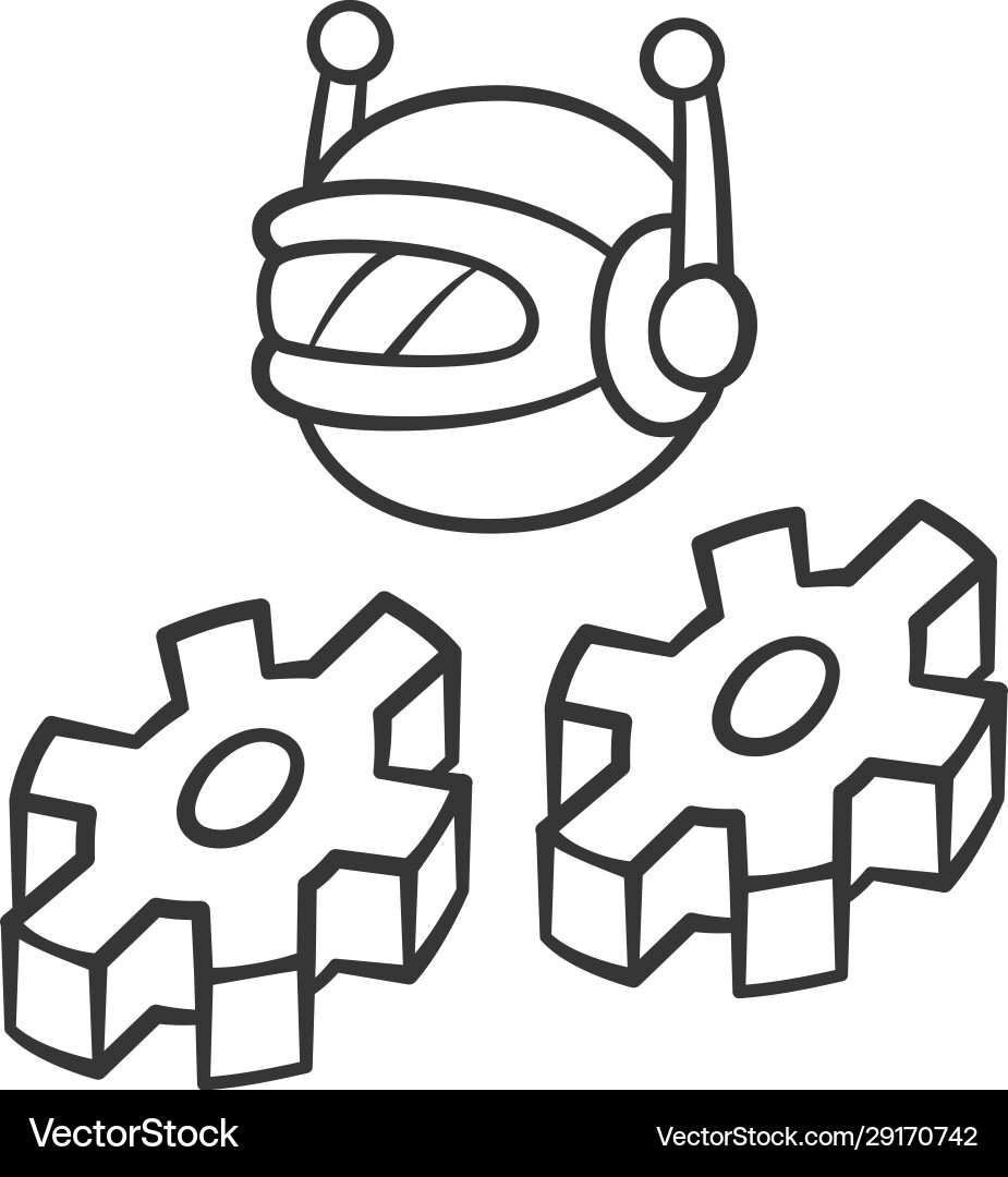 Work Bot Linear Icon Optimieren Roboter Vektorbild