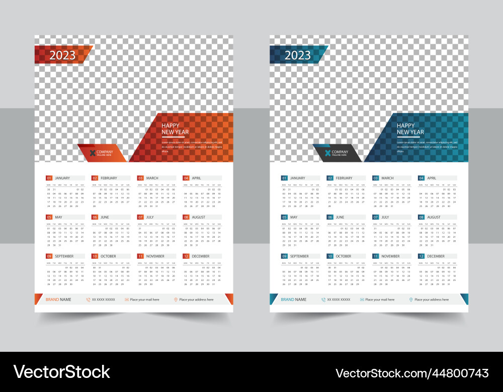 2023 calendar template design Vector Image