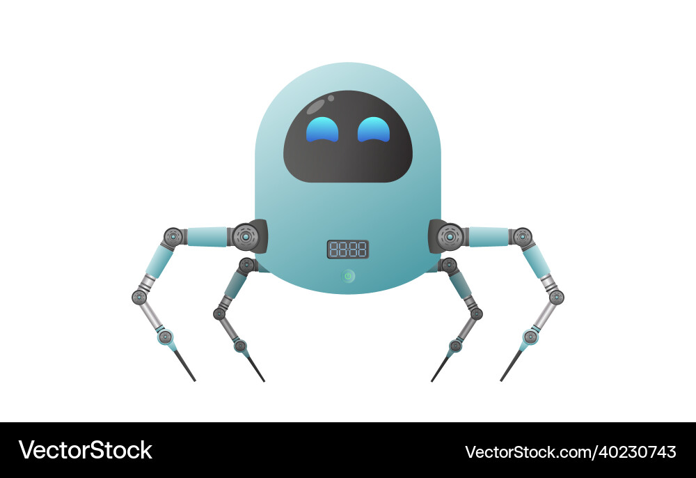 A small futuristic robot with claws like crab Vector Image