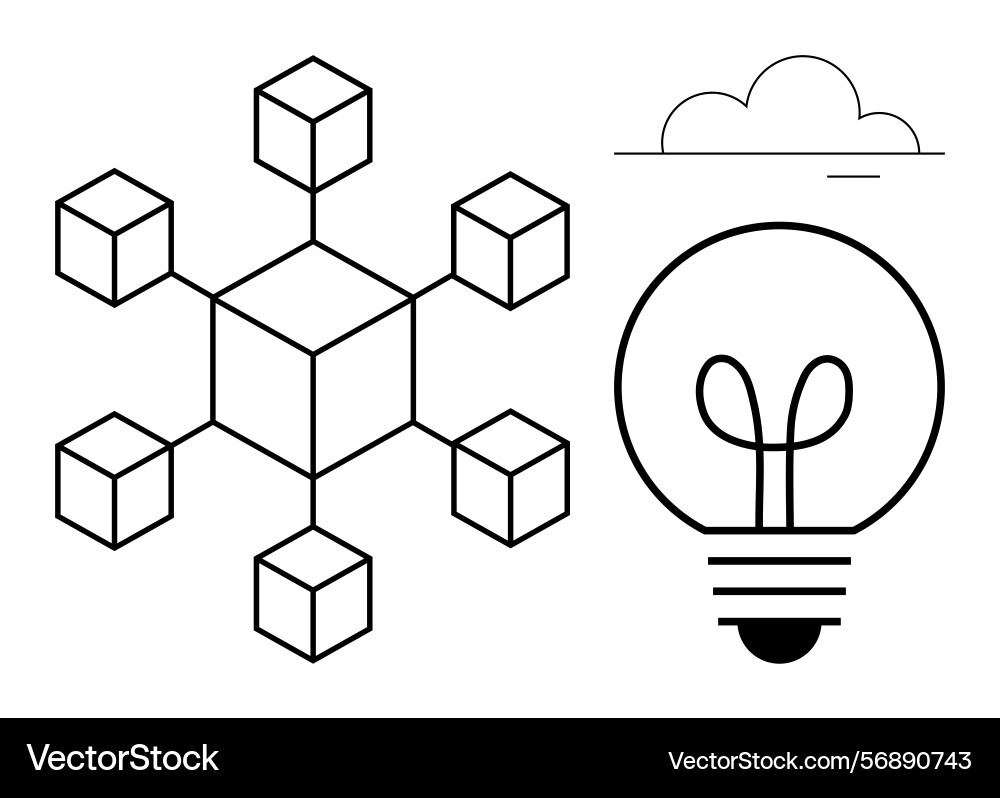 Blockchain network structure with connected cubes Blockchain network structure with connected cubes vector image