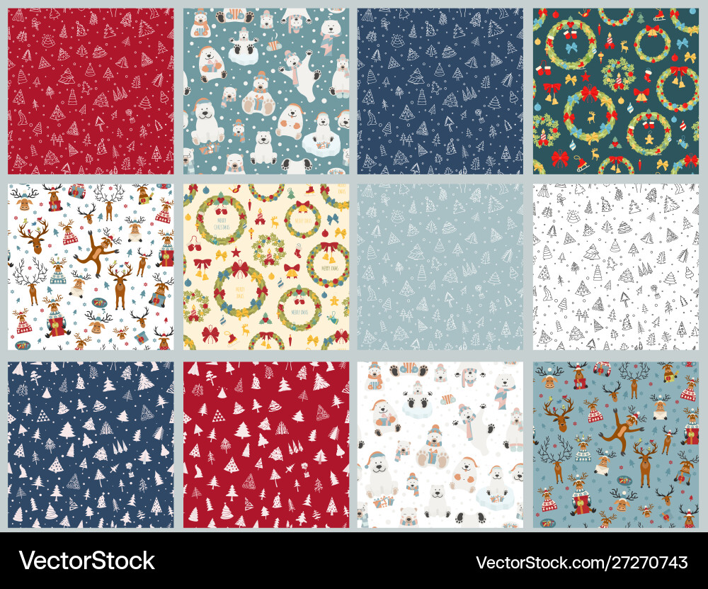 Christmas decoration wreath seamless pattern Christmas decoration wreath seamless pattern vector image