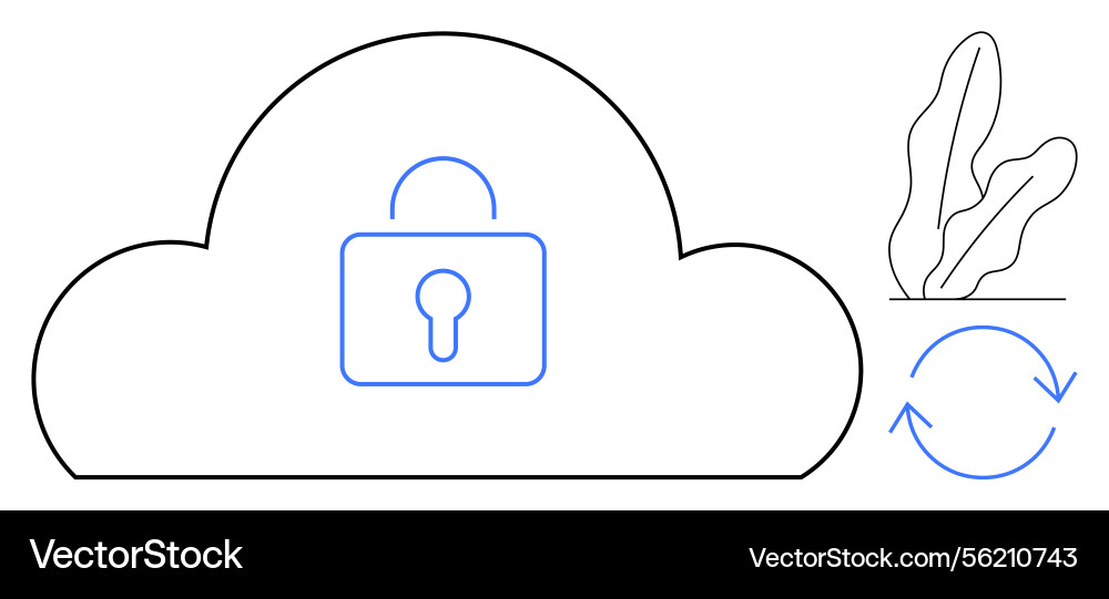 Cloud security concept with lock minimal plant Vector Image