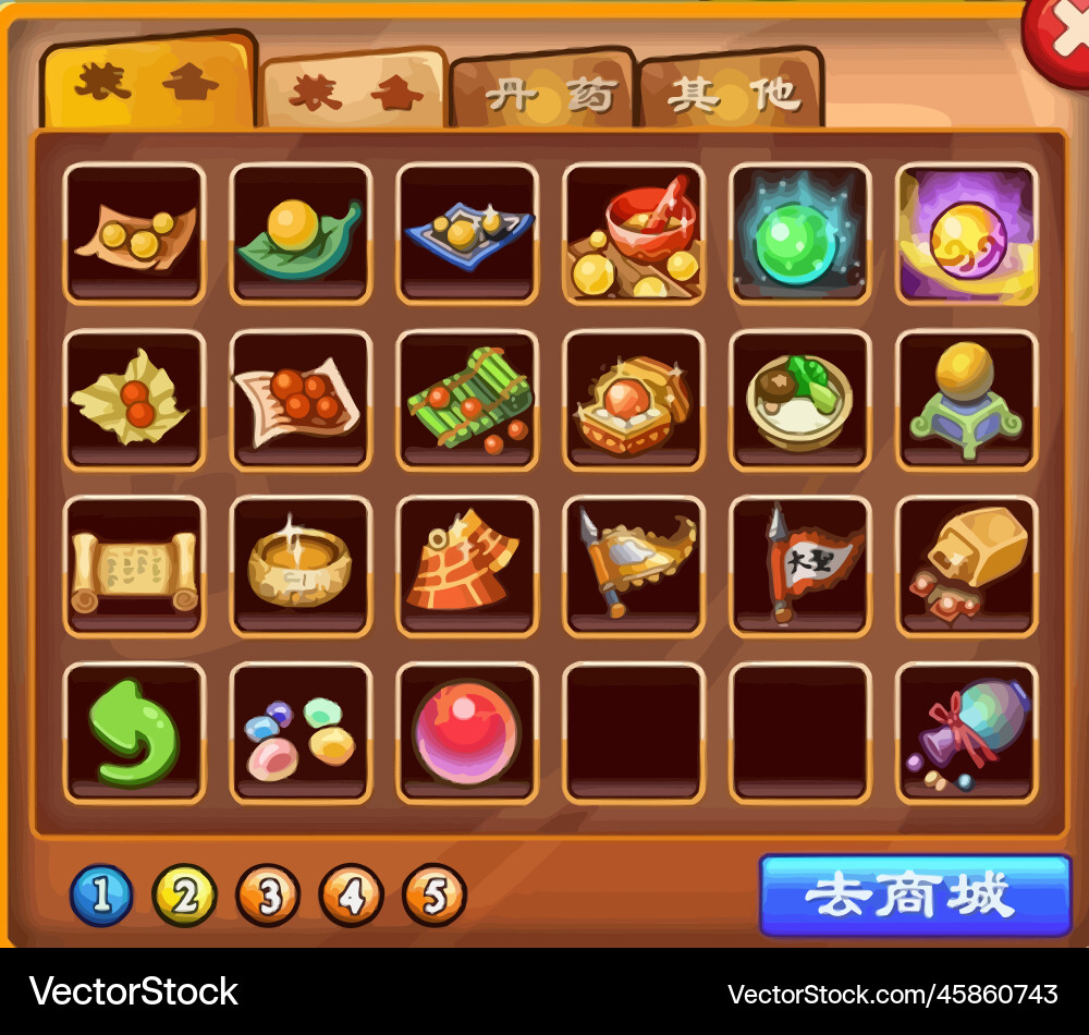 Complete set of level button game ui pop-up icon Vector Image