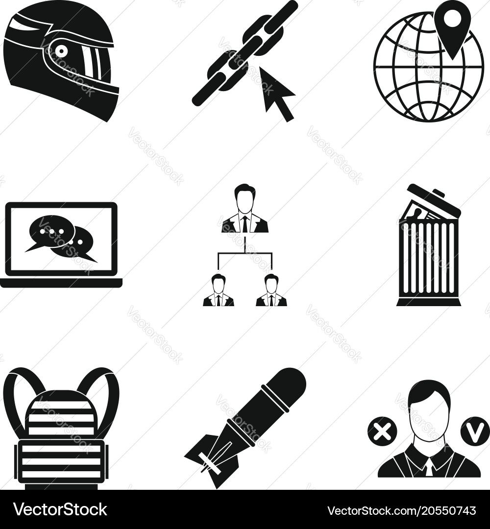 Conquest icons set simple style vector image