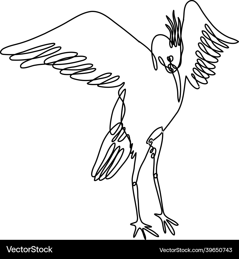 Crane with Spreading Wings - Single Line Art vector image