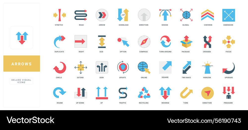 Direction and size round curved navigation vector image
