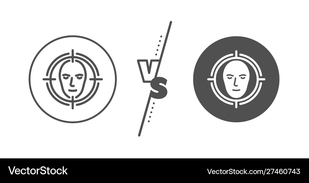 Face detect target line icon head recognition vector image