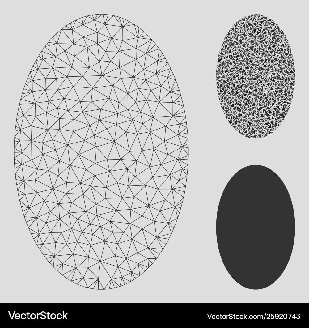 Filled ellipse mesh wire frame model Filled ellipse mesh wire frame model vector image