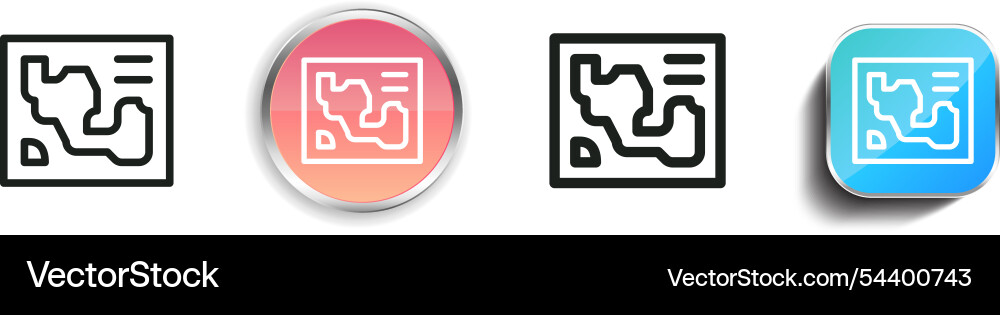 Game map icon thin linear regular and button Vector Image