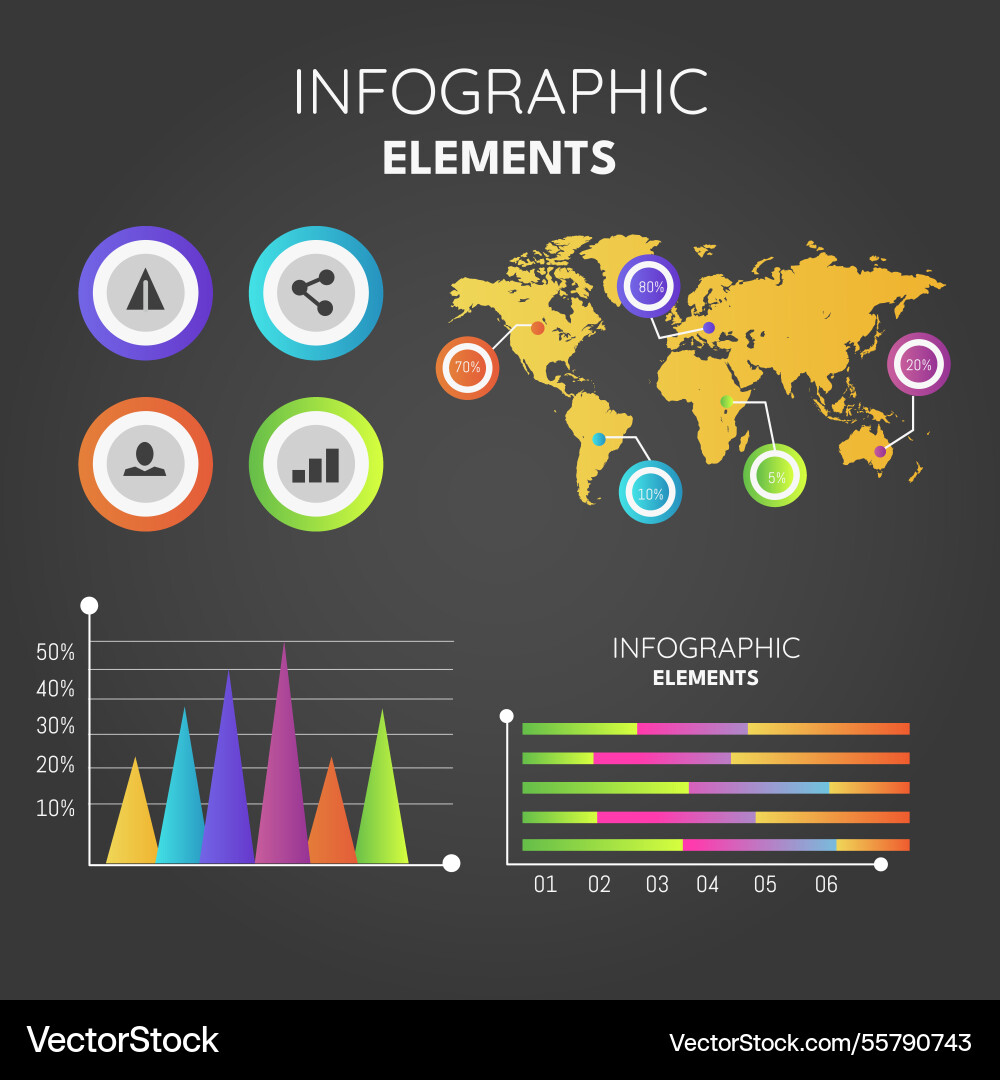 Gradient infographic elements template Vector Image