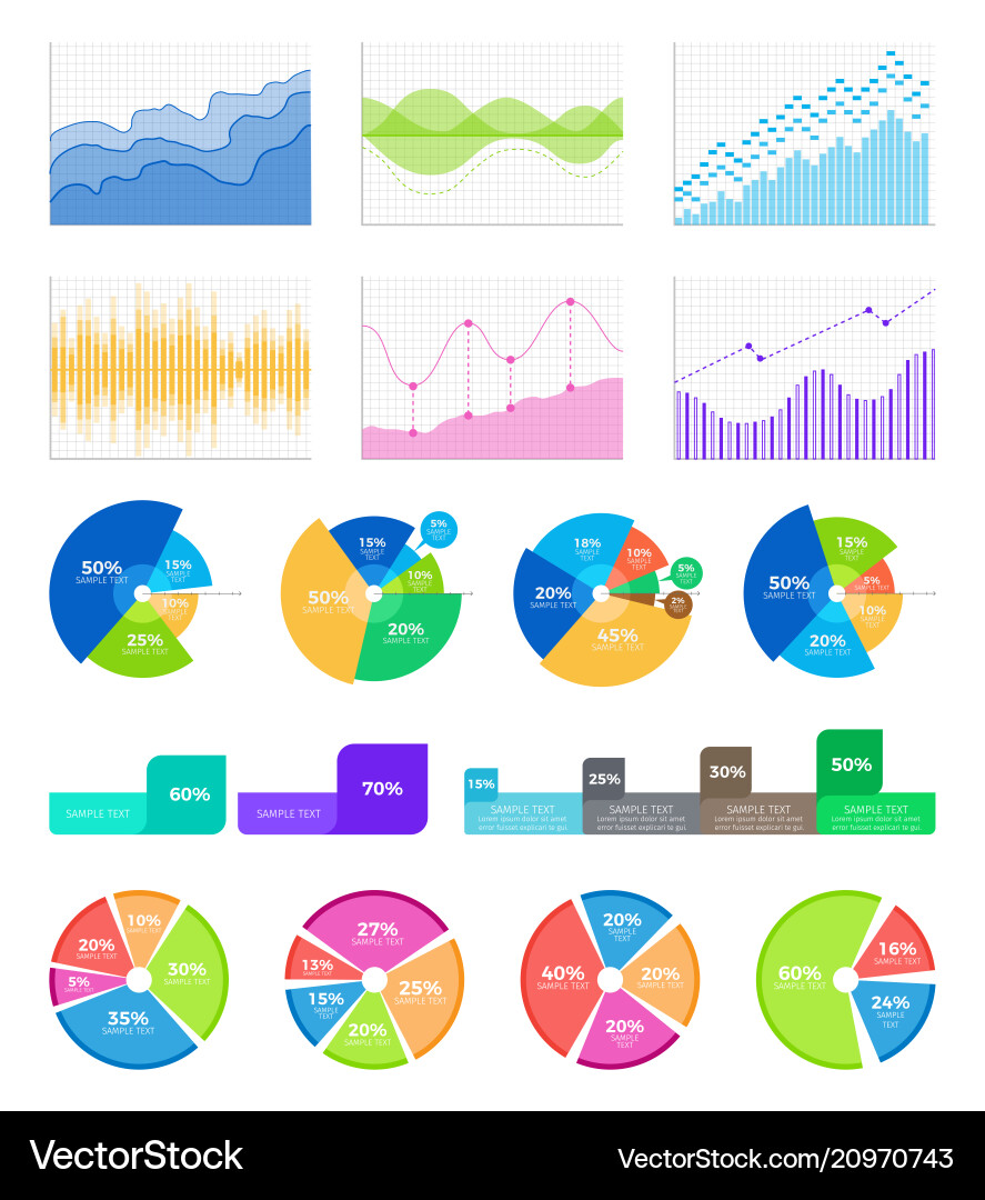 Graphics and diagrams to display statistical data Vector Image