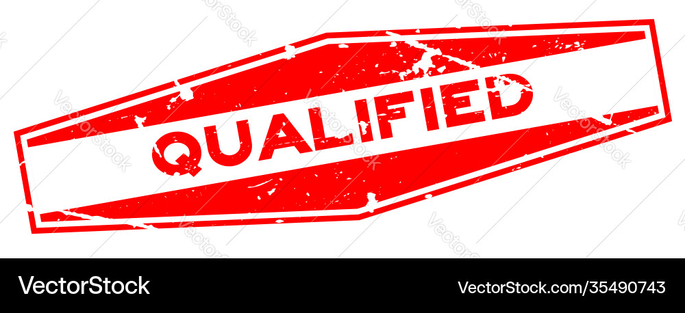 Grunge red qualified hexagon rubber seal stamp Grunge red qualified hexagon rubber seal stamp vector image
