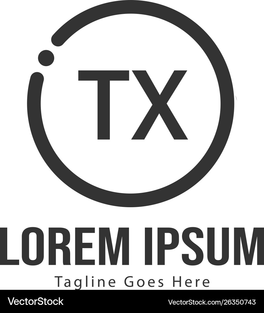 Initial tx logo template with modern frame Vector Image