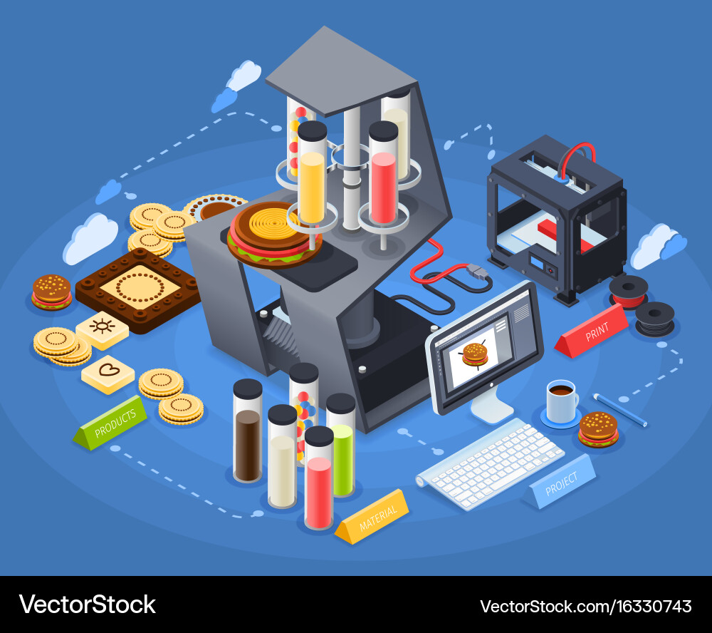 Isometric Printing Technology Concept Royalty Free Vector