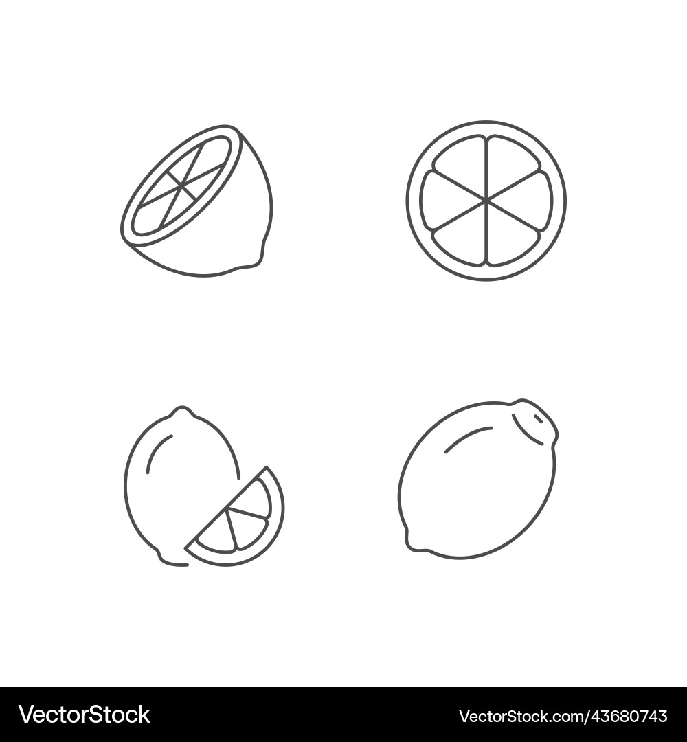 Lemon fruit line outline icon vector image