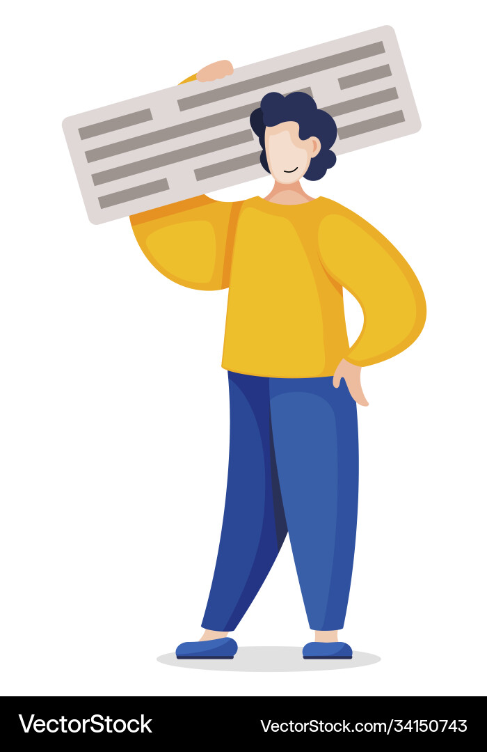 Man hold on shoulder data analysis blog isolated Man hold on shoulder data analysis blog isolated vector image