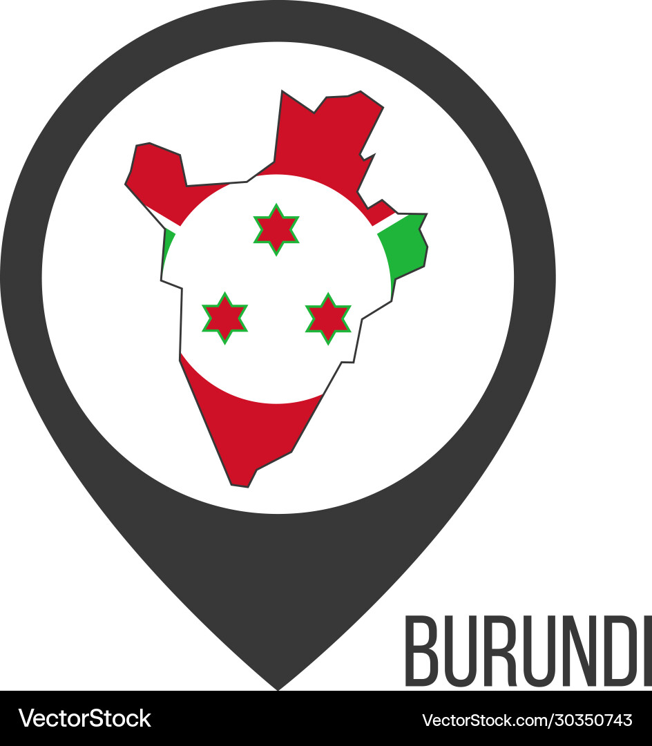 Map pointers with contry burundi flag Vector Image
