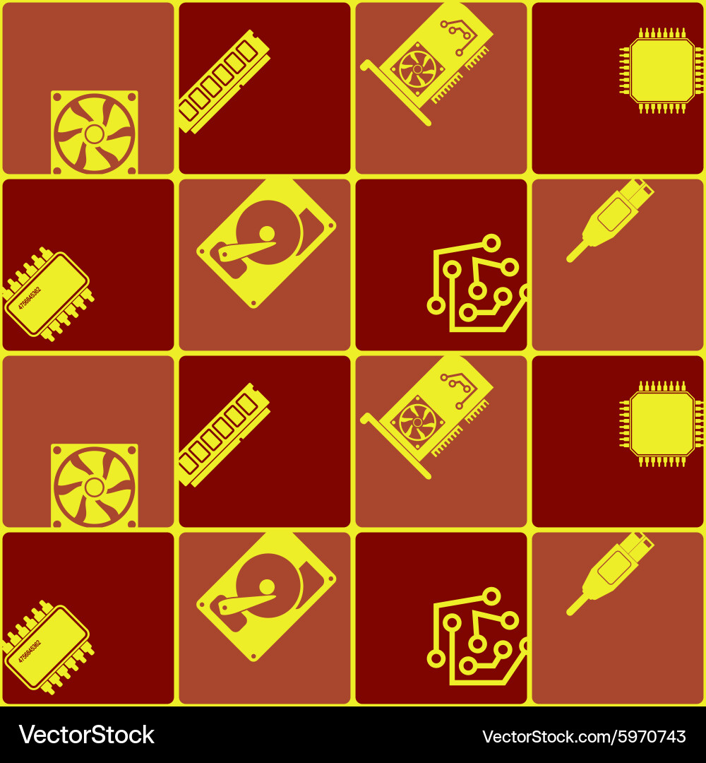 Seamless background with computer hardware Vector Image