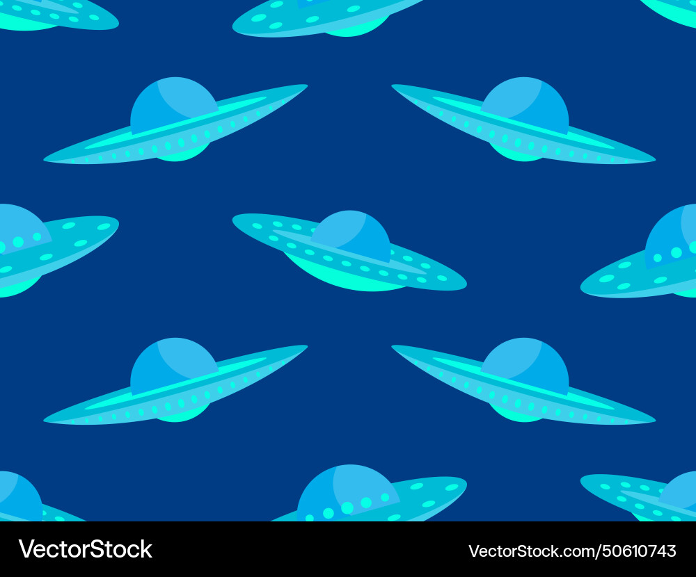 Seamless pattern with alien spaceships background vector image