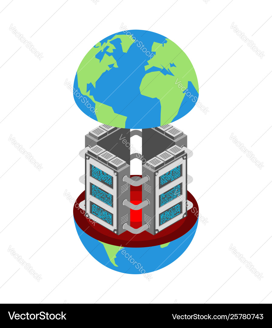 Server in earth data center planet internet Server in earth data center planet internet vector image