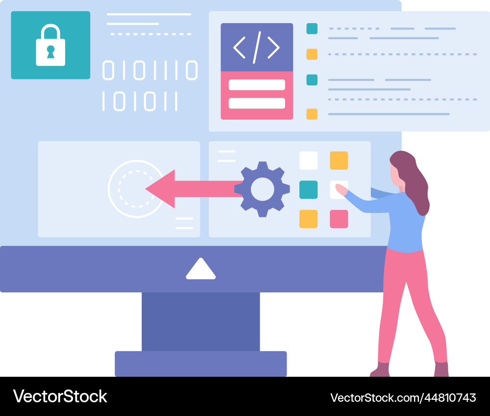 Software testing icon programmer at work vector image