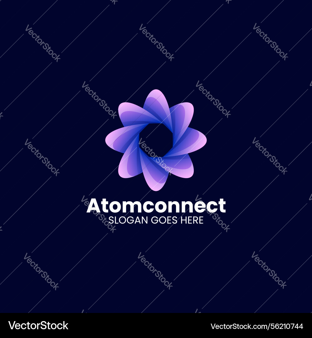 Atom connect gradient colorful logo Atom connect gradient colorful logo Vector Image