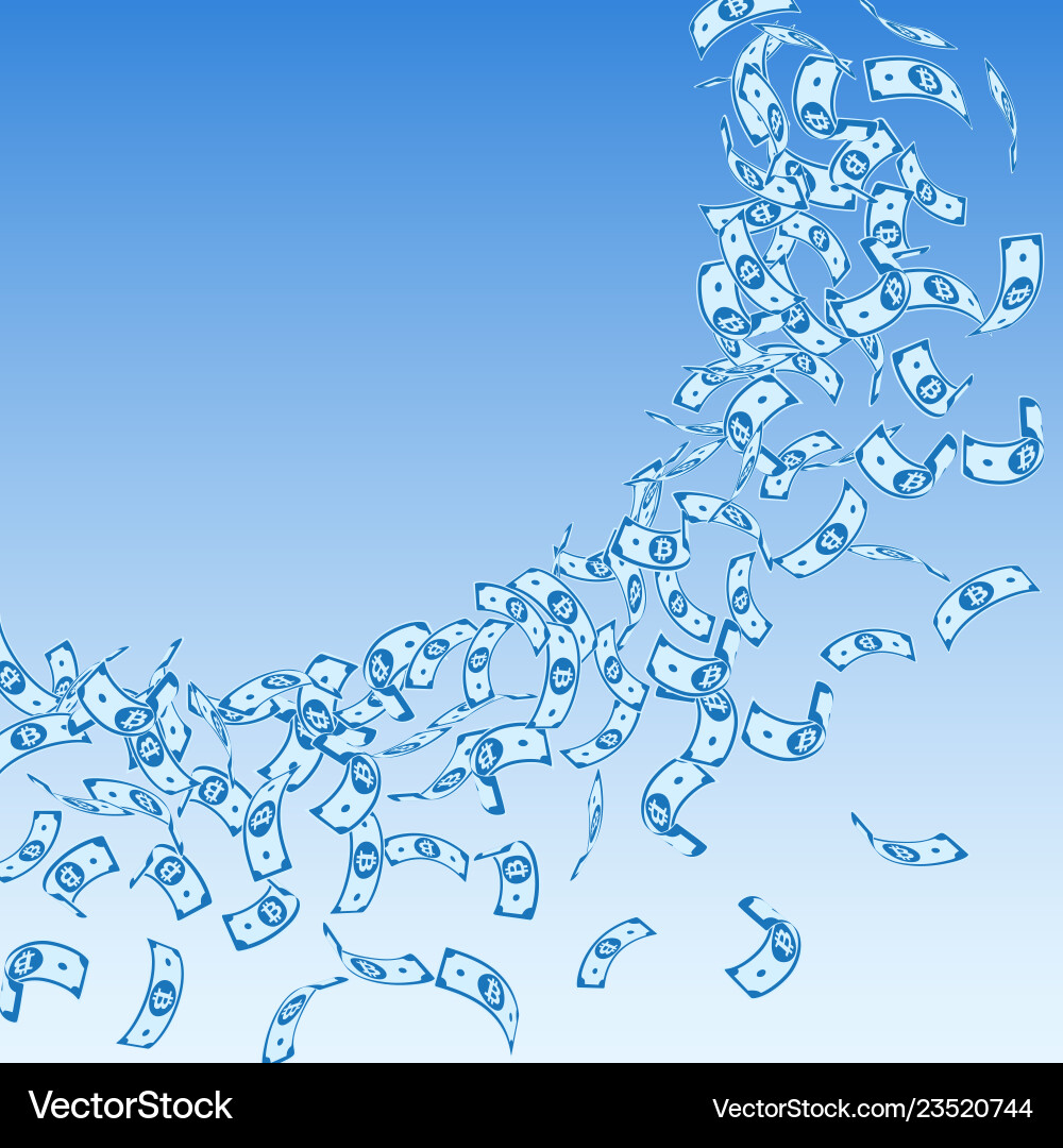 Bitcoin internet currency notes falling small bt Bitcoin internet currency notes falling small bt vector image