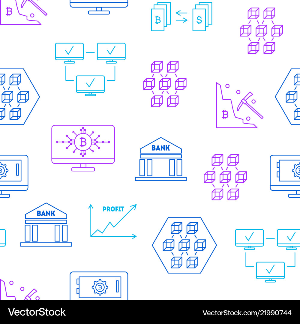 Blockchain Seamless Pattern Background vector image
