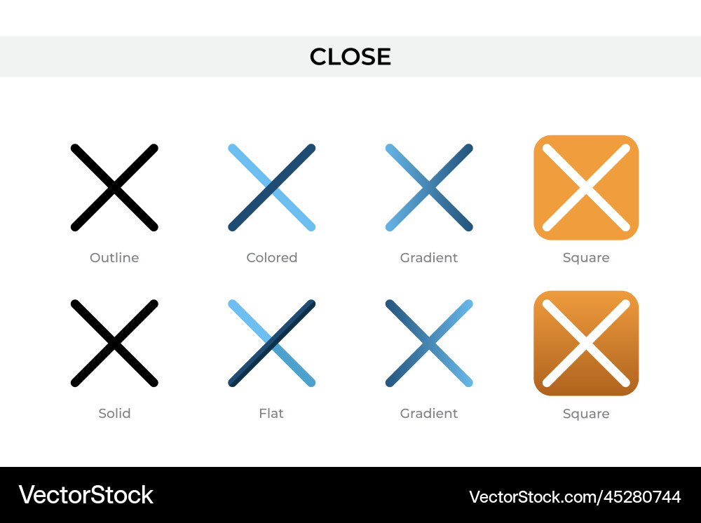 Close icon in different style icons Close icon in different style icons vector image