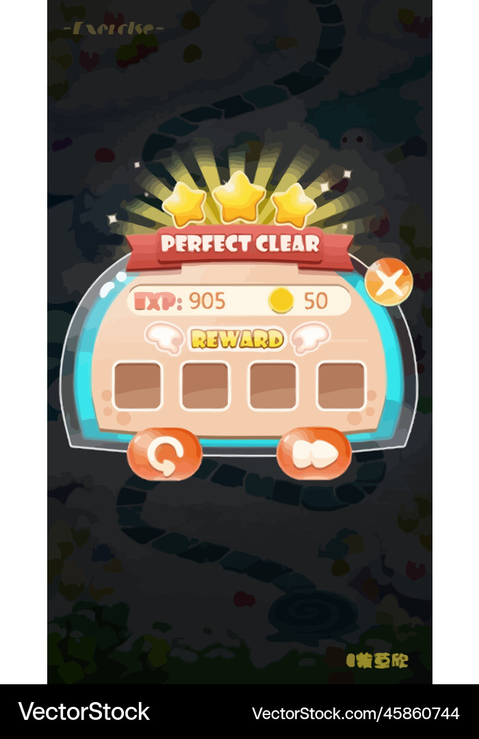 Complete set of level button game ui pop-up icon vector image