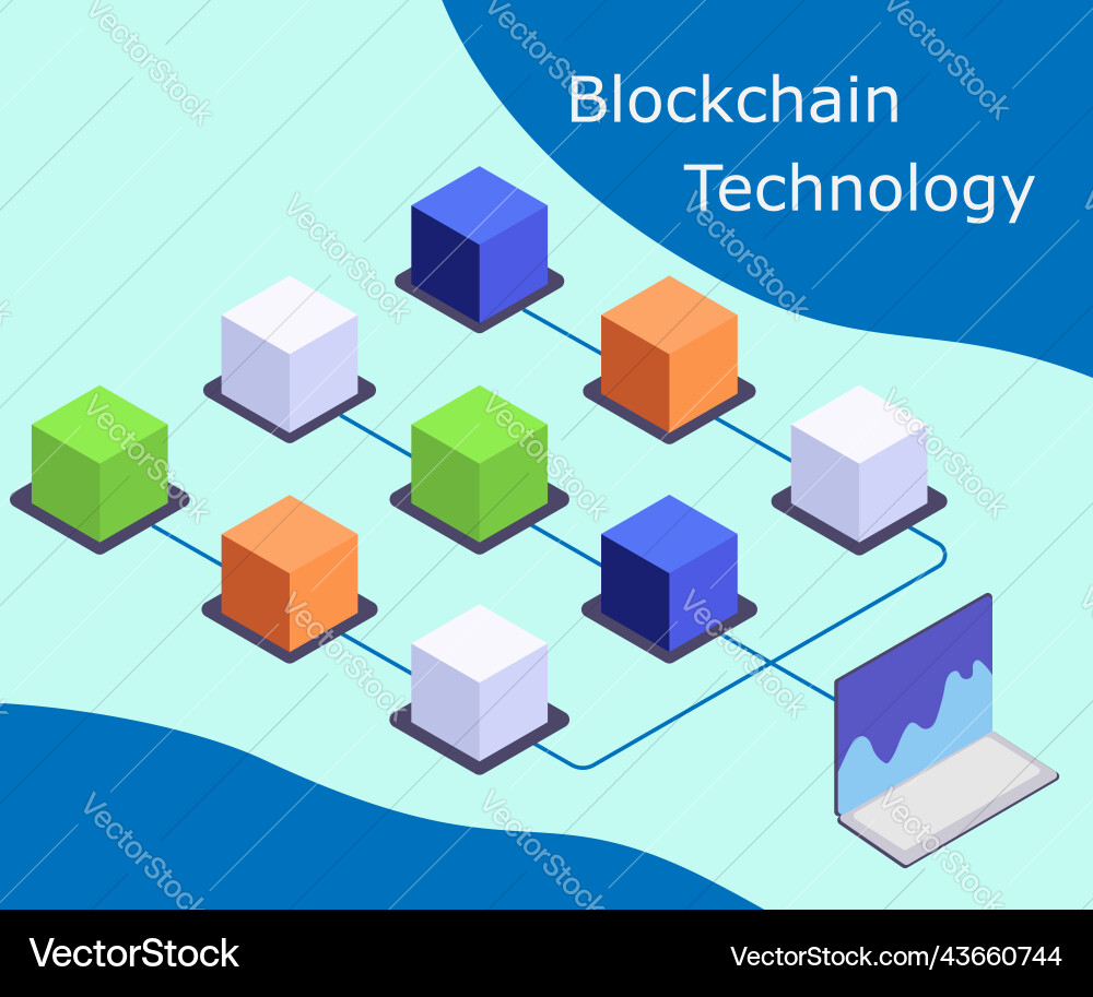 Cryptocurrency and blockchain isometric Cryptocurrency and blockchain isometric Vector Image