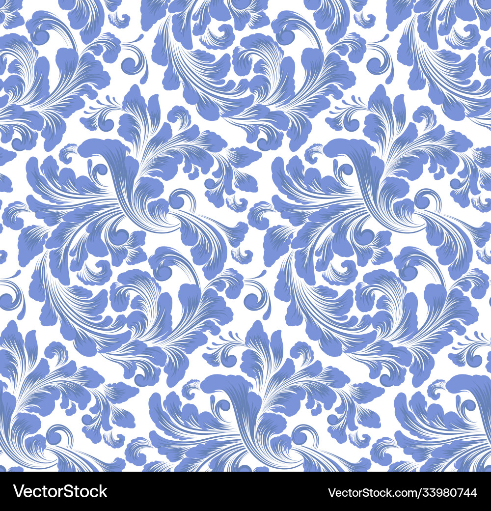 Damask seamless pattern element classical Damask seamless pattern element classical Vector Image