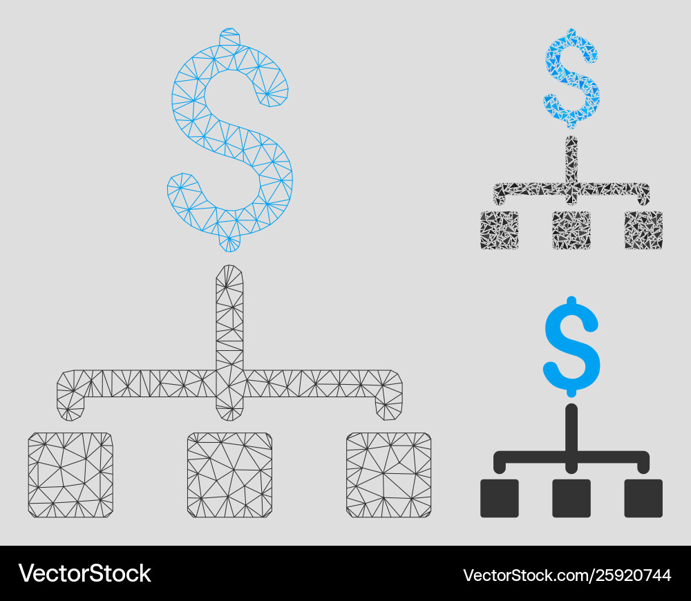 Financial hierarchy mesh network model Financial hierarchy mesh network model vector image